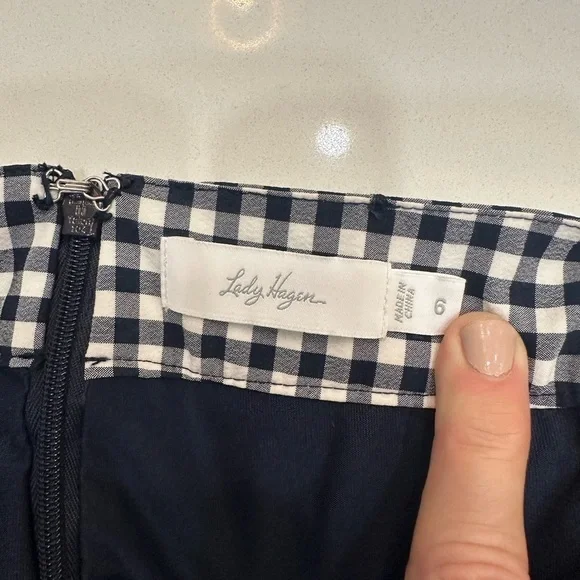 Lady Hagen Navy and White Gingham Skort - Sz 6 - Picture 11 of 11